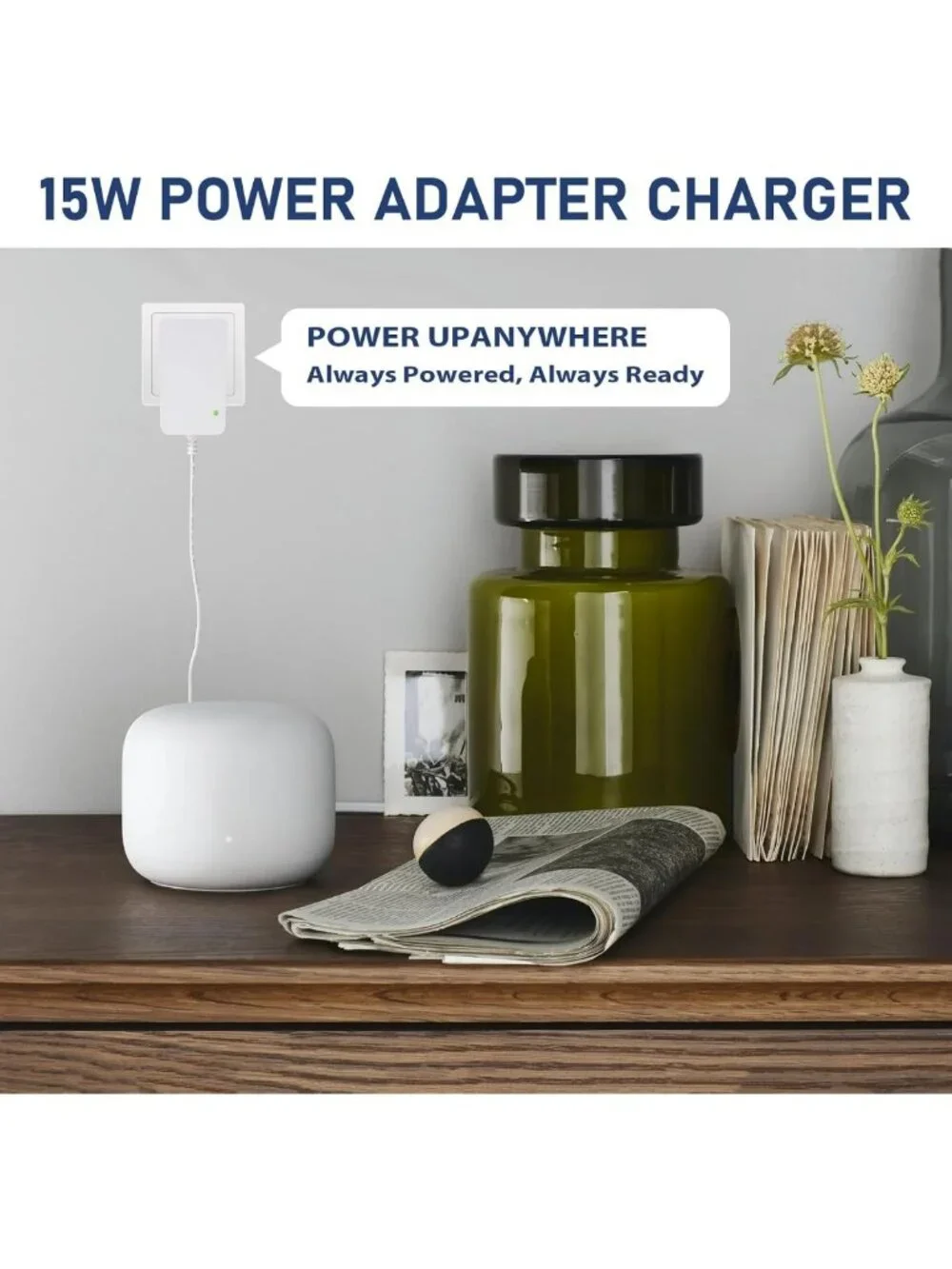 14V 1.1A Power Adapter for Smart Speakers & WiFi Routers - 11.5ft Charger Cord